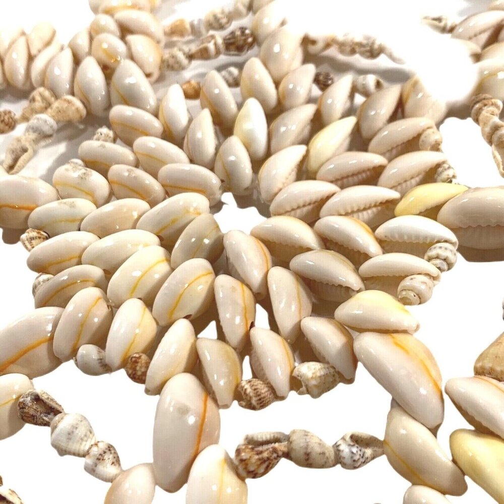 Vintage Cowrie Seashell Shell Trivet Coaster Hot Pad Boho Wall Hanging